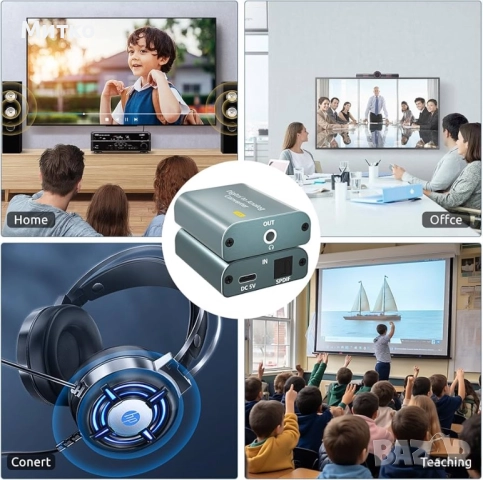 Цифрово-аналогов аудио конвертор, 192kHz DAC конвертор, Цифрово-оптичен към аналогов 3.5mm AUX аудио, снимка 6 - Други - 52812213