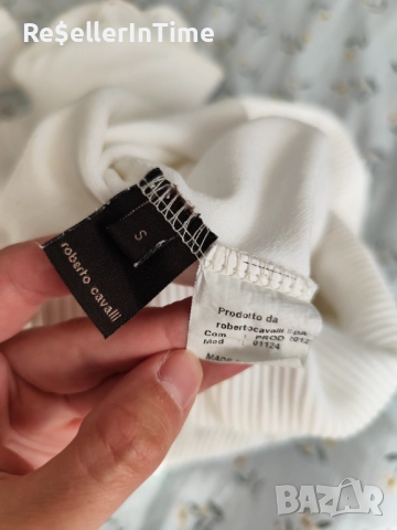 Рокля/туника Roberto Cavalli в бяло, фино плетиво , снимка 7 - Блузи с дълъг ръкав и пуловери - 51499807