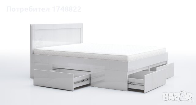 Легло Лео 10 бял гланц за матрак 160 /200, снимка 2 - Спални и легла - 43673645