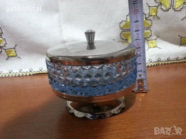 Стара кристална кутия захарница , снимка 4 - Антикварни и старинни предмети - 43689411