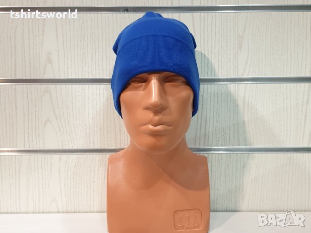 Нова мъжка зимна шапка с подгъв в син цвят, снимка 10 - Шапки - 39325482