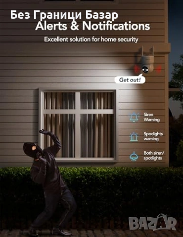 Нова Безжична соларна охранителна камера PIR сирена WiFi 2.4GHz охрана, снимка 5 - IP камери - 53011197