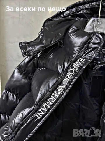 Мъжко черно зимно яке със силиконов пълнеж и бродирано лого Emporio Armani Код A329, снимка 8 - Якета - 48033763