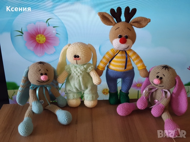 Плетена играчка Зайче, ръчно изработени, прекрасен подарък, снимка 6 - Плюшени играчки - 52062960