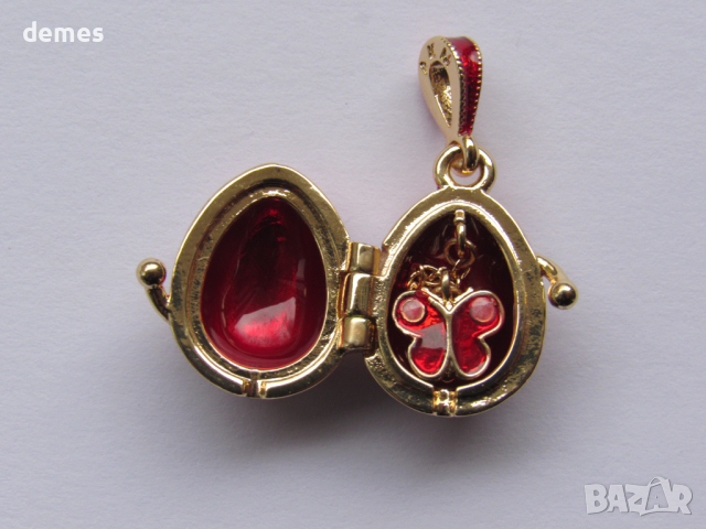 Фино дамско колие-висулка с Яйце Фаберже, ново, снимка 2 - Колиета, медальони, синджири - 44881756