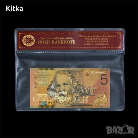 Australia $ 5 цвят злато 2001г., снимка 2 - Нумизматика и бонистика - 26828284