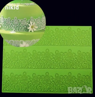 3 реда цветя грамадна дантела килим подложка силиконов молд форма за украса торта гъмпейст захарна, снимка 1 - Форми - 26581944