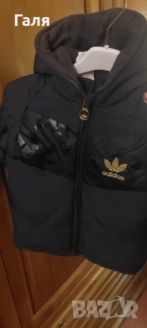 Бебешко зимно яке с качулка Adidas + дънки , блуза и риза//Детско/бебешко яке Kenvelo за ръст 90 + , снимка 5 - Бебешки якета и елеци - 52331098