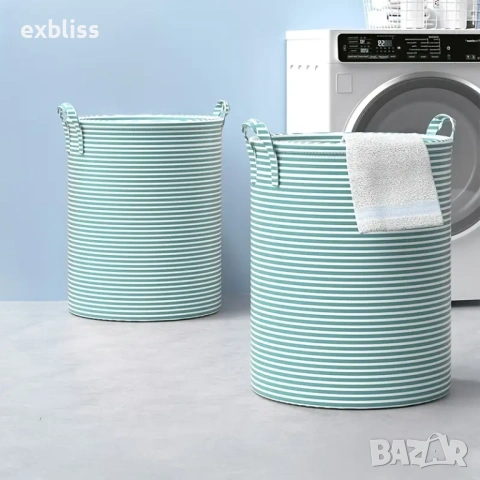 Сгъваем кош за пране от плат 40х30 см
