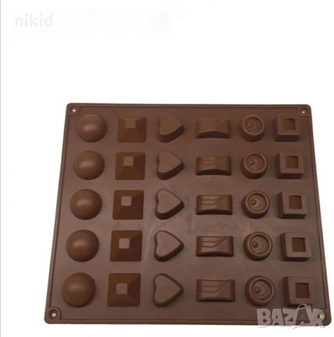 микс 30 бонбона бонбони силиконов молд за направа шоколадови квадрат сърце пирамида сфера форма, снимка 4 - Форми - 33676869
