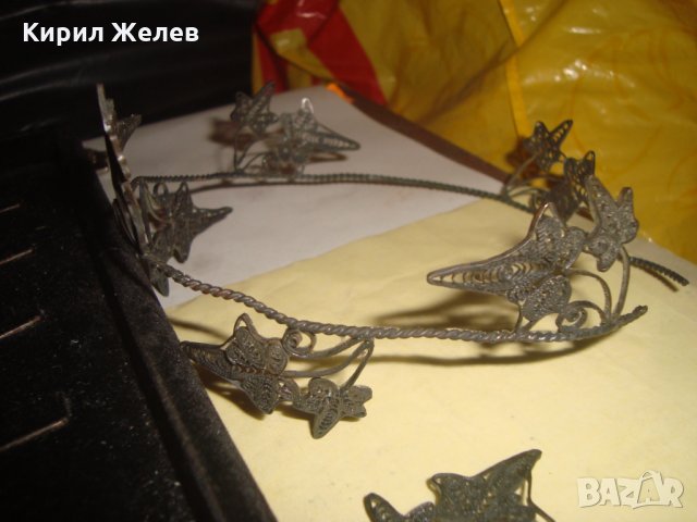СТАРИНЕН ФИЛИГРАНЕН СРЕБЪРЕН ВЕНЕЦ ДИАДЕМА ВИСОКА ПРОБА СРЕБРО ЮВЕЛИРНА РАБОТА УНИКАТ КОРОНА 23493, снимка 8 - Антикварни и старинни предмети - 33213715
