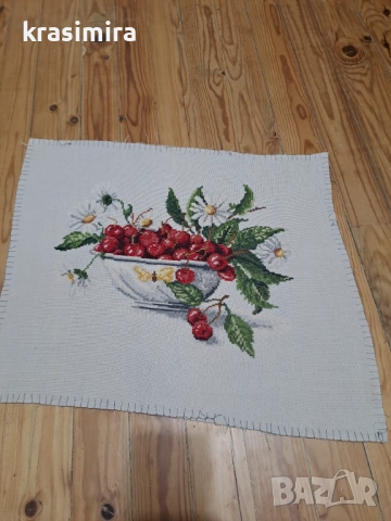 Гоблен "Натюрморт с череши ", снимка 3 - Гоблени - 52440891