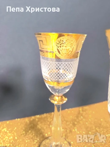 чаши за ракия -  Бохемия - Christina- Versace Gold, снимка 8 - Чаши - 50943761