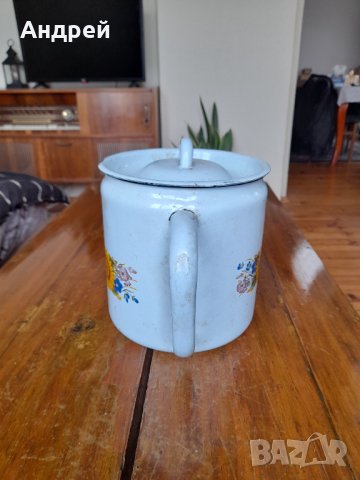 Стар емайлиран чайник #49, снимка 4 - Антикварни и старинни предмети - 38683859