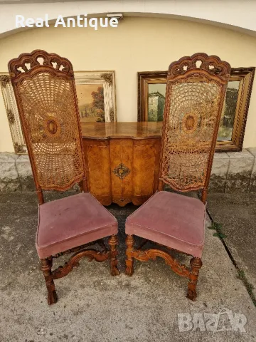 Страхотен чифт антикварни трапезни столове Чипъндейл , снимка 3 - Столове - 47667759