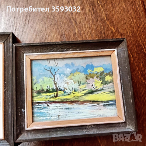 три миниатюрни пейзажа на художника Манол Данев , снимка 5 - Картини - 44878726