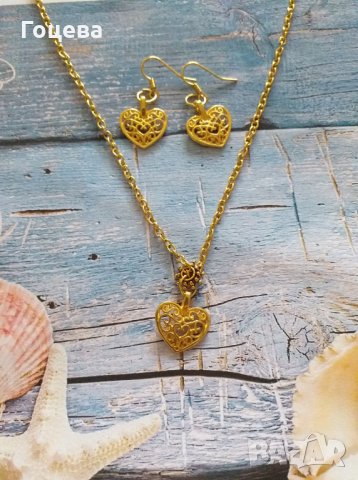 Подаръчен комплект "Сърце" в цвят антично злато. Перфектният подарък !, снимка 5 - Бижутерийни комплекти - 27367331