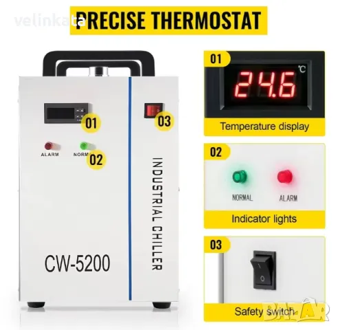 Чилър охладител CW5200 за лазерна гравираща машина или CNC chiller, снимка 5 - Други машини и части - 49402043