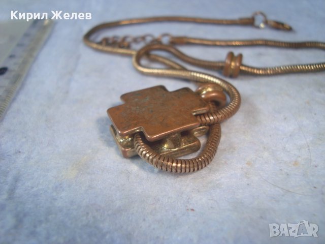 СТАРО ВИНТИДЖ АРТ ЗЛАТИСТО КОЛИЕ с КРЪСТ 23375, снимка 11 - Колиета, медальони, синджири - 37744042