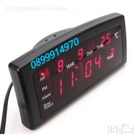 Дигитален LED настолен часовник с аларма и температура, снимка 2 - Друга електроника - 43225151