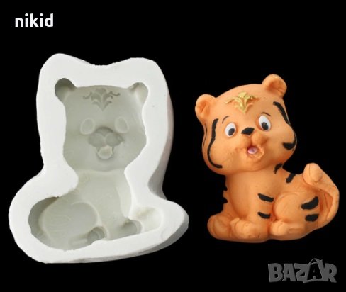 3D Сладко тигърче Тигър коте дълбок силиконов молд форма калъп гипс шоколад сапун декор