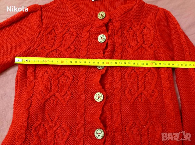 Детска червена плетена жилетка Lc Waikiki 7-8 г, снимка 5 - Детски пуловери и жилетки - 39567783