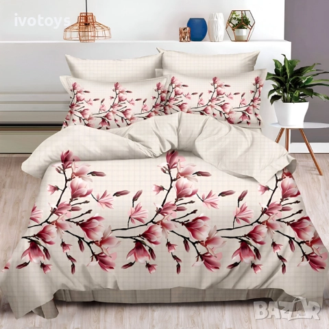 Двулицево спално бельо с ластик, 6 части - Модел WS17914, снимка 1