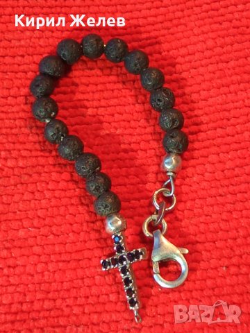 ЧАСТ от СРЕБЪРНА ГРИВНА СРЕБРО 925 с ТОПЧЕТА от ВУЛКАНИЧЕН КАМЪК и МАРКАЗИТИ на КРЪСТЧЕТО 40987, снимка 3 - Гривни - 43225262