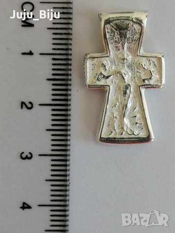 Нов сребърен двулицев кръст, снимка 2 - Колиета, медальони, синджири - 28530752