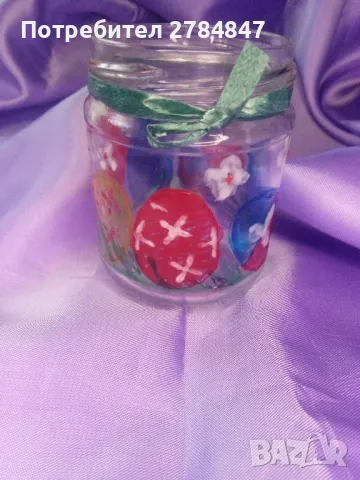 Ръчно рисуван буркан Великден , снимка 1
