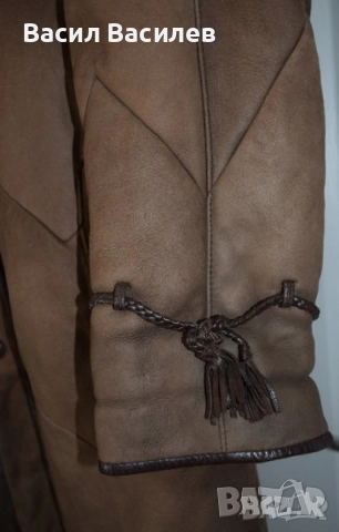 Дълъг дамски кожух кафяв агнешка кожа, снимка 6 - Якета - 51932225