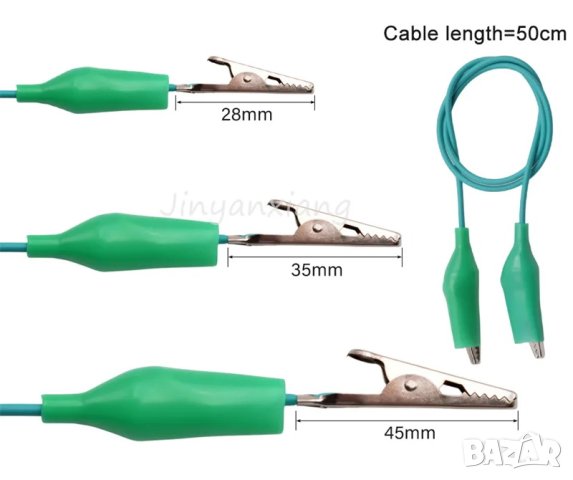 Цветни кабели тип крокодил, 10 броя в комплект / големи, снимка 5 - Други инструменти - 43828527