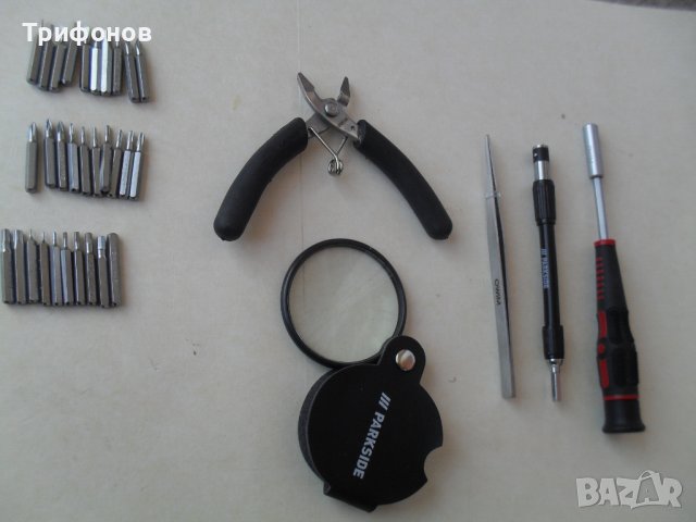 Отвертки бит клещи лупа пинсета КОМПЛЕКТ ЗА ФИНА МЕХАНИКА ОРИГИНАЛ „РARKSIDЕ“-35ч, снимка 7 - Отвертки - 39363094