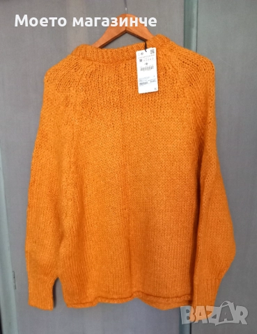 Нов дамски пуловер ZARA, цвят горчица, с етикет (M), снимка 3 - Блузи с дълъг ръкав и пуловери - 52083099