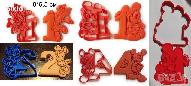  Мики Мини Маус 1 2 4 години пластмасов резец форма фондан тесто бисквитки