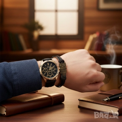 Мъжки комплект S&T Seek Time – стилен часовник с гривна в подаръчна кутия, снимка 6 - Бижутерийни комплекти - 51947422