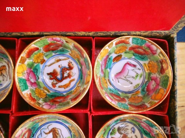 Китайски мини сервиз за чай със зодиакални рисунки , снимка 4 - Чаши - 28410707