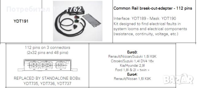 DELPHI YDT 191 Common Rail break-out-adapter 112 pins, снимка 2 - Аксесоари и консумативи - 43170599