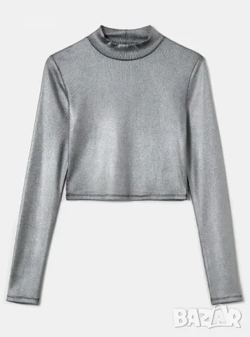 Дамска Сребриста Блуза, снимка 3 - Блузи с дълъг ръкав и пуловери - 47974665