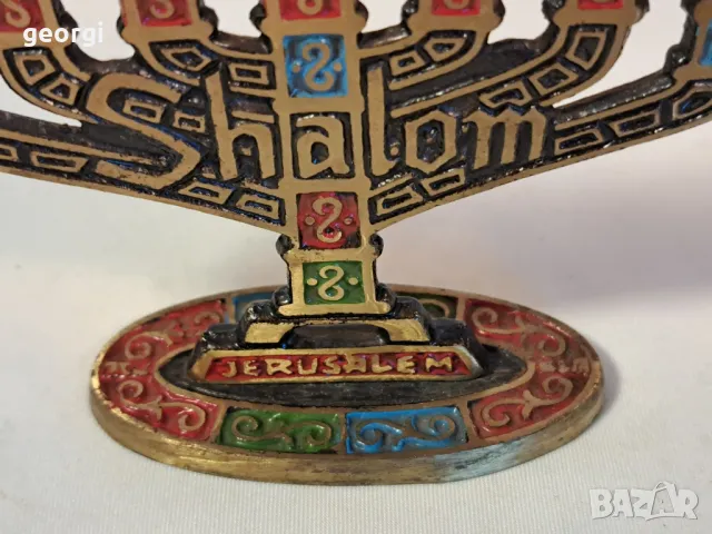 бронзов свещник еврейска менора 25/3, снимка 3 - Декорация за дома - 50085422