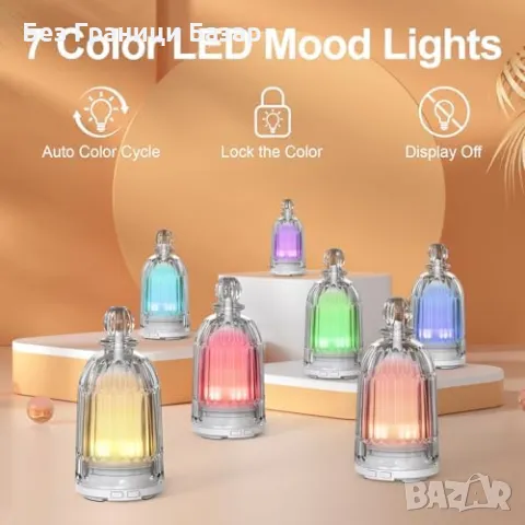 Нов Ултразвуков дифузер за масла и овлажнител 120 мл, LED лампа, тих режим, снимка 2 - Други стоки за дома - 49484592