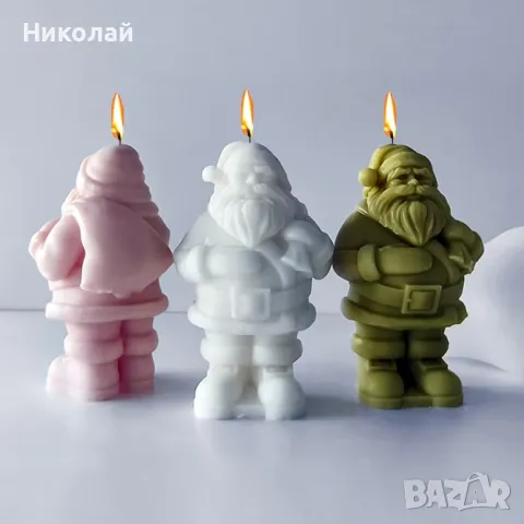 Силиконов молд Дядо коледа с чувал за играчки за свещи сапуни , фондан епоксидна смола