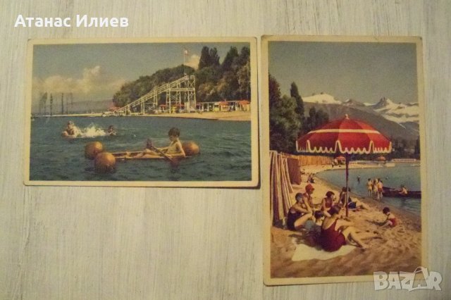 6 стари картички от плажа в Лозана, Швейцария около 1920 г., снимка 6 - Колекции - 32492470