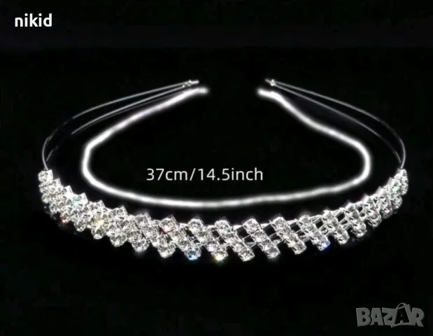 детска дамска диадема венец за коса глава с много камъчена диагонал, снимка 2 - Аксесоари за коса - 48429348