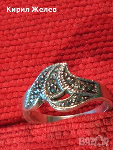 СКЪПЕЦЕНЕН МАРКАЗИТЕН СРЕБЪРЕН ПРЪСТЕН СРЕБРО 925 РЪЧНА ЮВЕЛИРНА ИЗРАБОТКА 47959, снимка 9 - Пръстени - 50115972