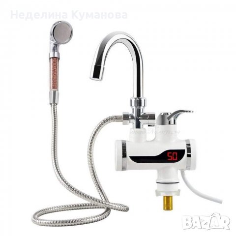 Вертикален нагревател за чешма с турмалинова душ слушалка, снимка 1