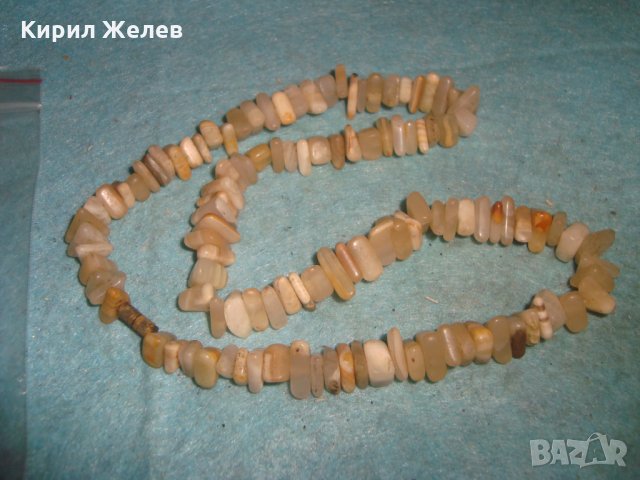 СТАР ГЕРДАН от КАМЪЧЕТА ИВИЧЕСТ АХАТ с БРОНЗОВА ЗАКОПЧАЛКА РЪЧНО НАНИЗАНА ОГЪРЛИЦА 17016, снимка 3 - Антикварни и старинни предмети - 35078563