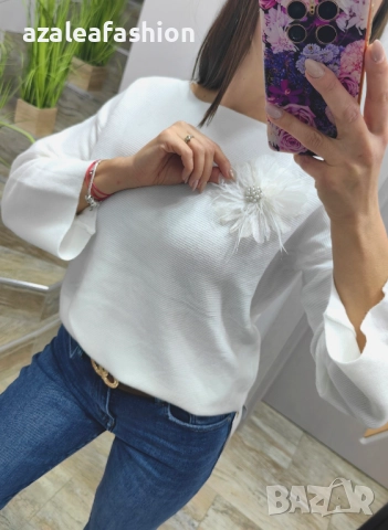 Пуловер с брошка - цветове, снимка 3 - Блузи с дълъг ръкав и пуловери - 52709246