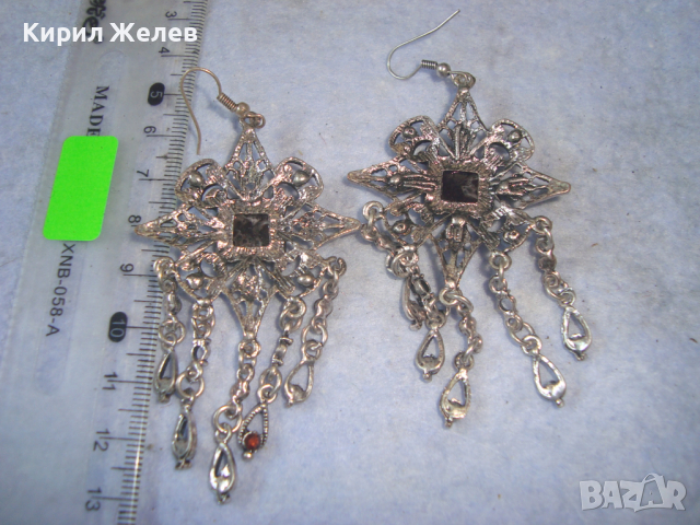 ПРЕКРАСНИ ПОСРЕБРЕНИ РЕТРО - ВИНТИДЖ БЕЛ ЕПОК СТИЛ СКЪПОЦЕННИ КРИСТАЛНИ ОБЕЦИ 14166, снимка 10 - Обеци - 36524967