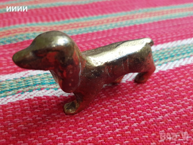 Бронзова пластика статуетка куче, снимка 2 - Антикварни и старинни предмети - 52321644